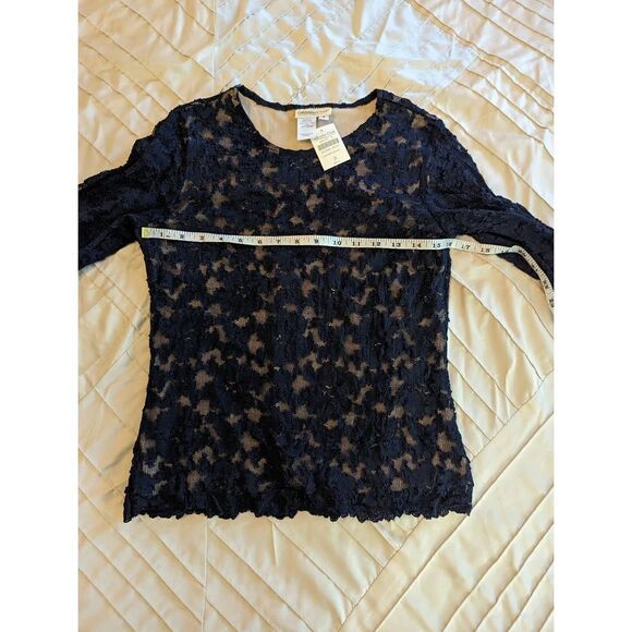 Coldwater creek blue lace long sleeve stretch top sz s nwt - Picture 3 of 4